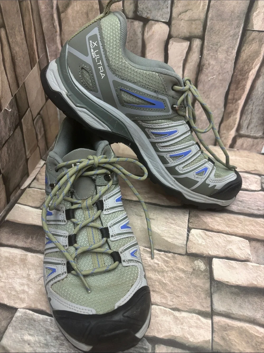 Salomon X Ultra Pioneer hiking shoes in the Oil Green
